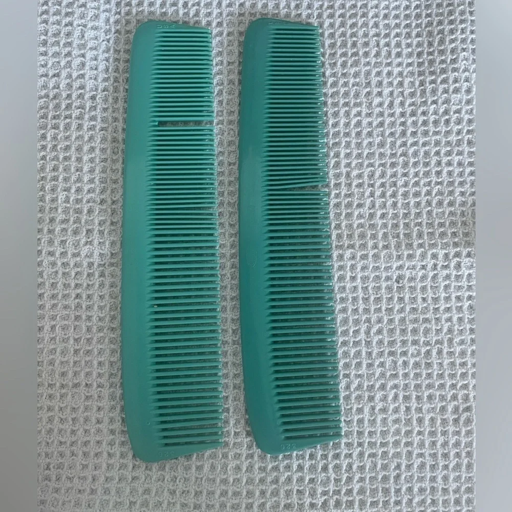 2 DuPont Vintage Blue Teal Nylon Combs Large 326 Barber Hairdresser Brush